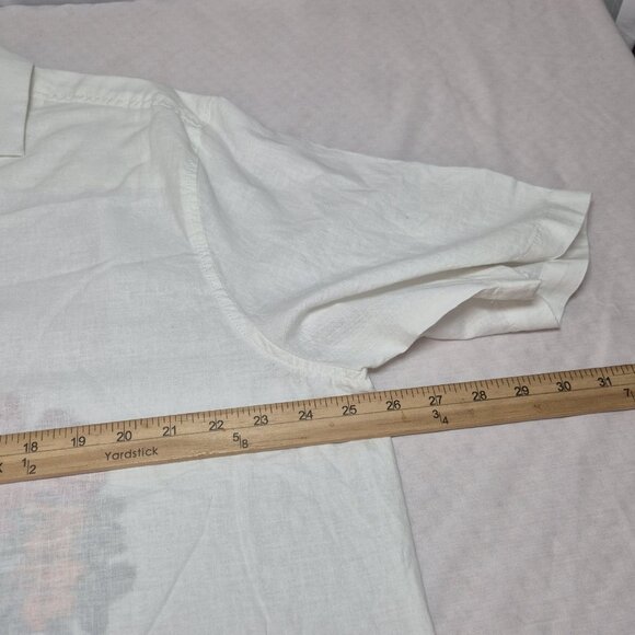 Caribbean Men' Shirt Size XLT Tall Linen Blend Short Sleeve button Up White (01) - Picture 5 of 12